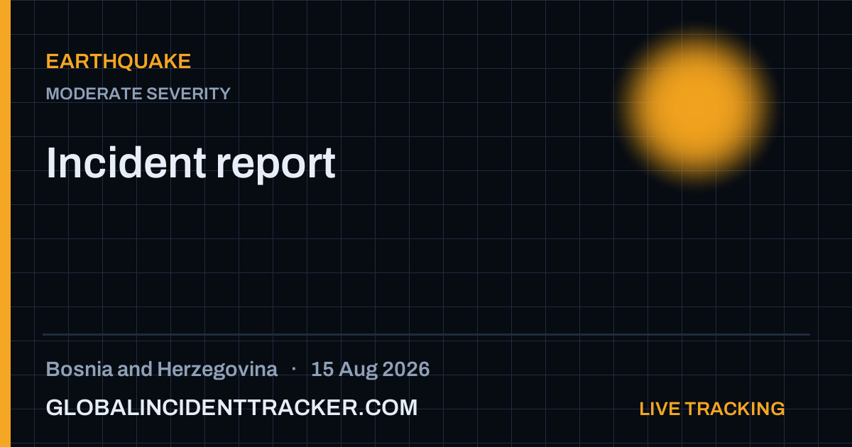 Earthquake incident in Bosnia and Herzegovina on 15 August 2026 — Global Incident Tracker report card