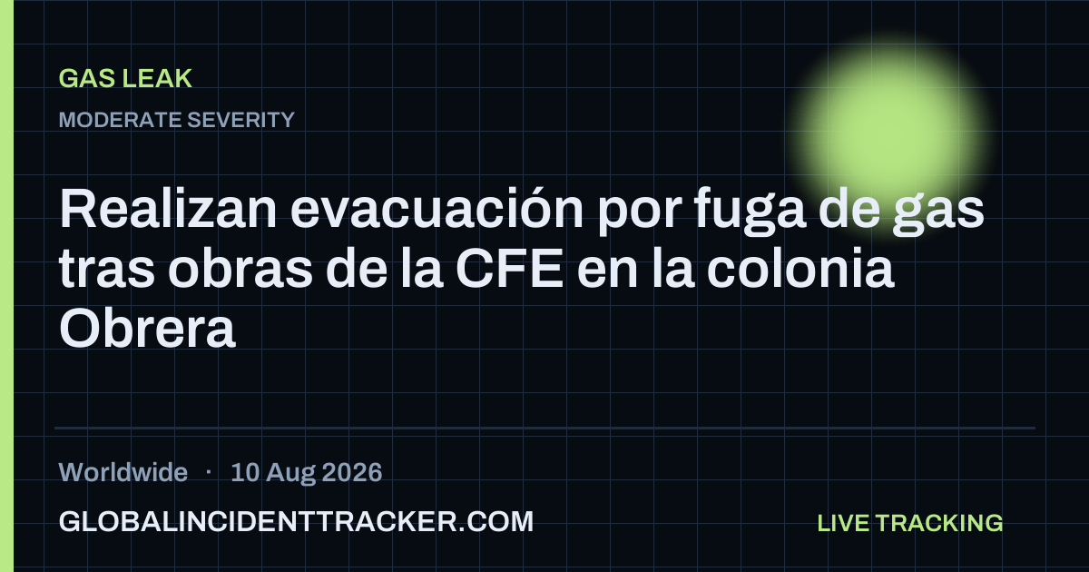 Gas Leak incident in worldwide on 10 August 2026 — Global Incident Tracker report card