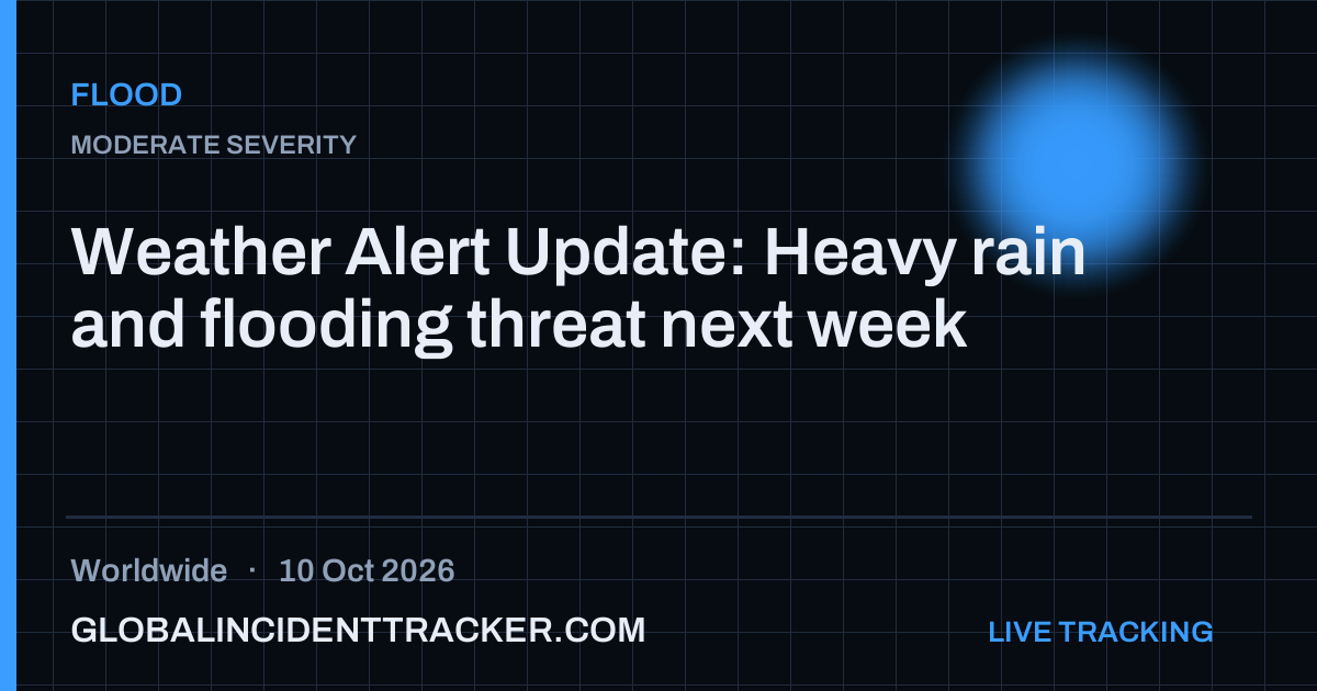 Flood incident in worldwide on 10 October 2026 — Global Incident Tracker report card