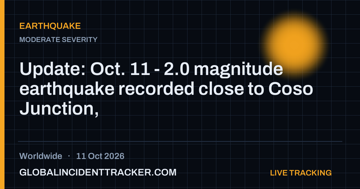 Earthquake incident in worldwide on 11 October 2026 — Global Incident Tracker report card