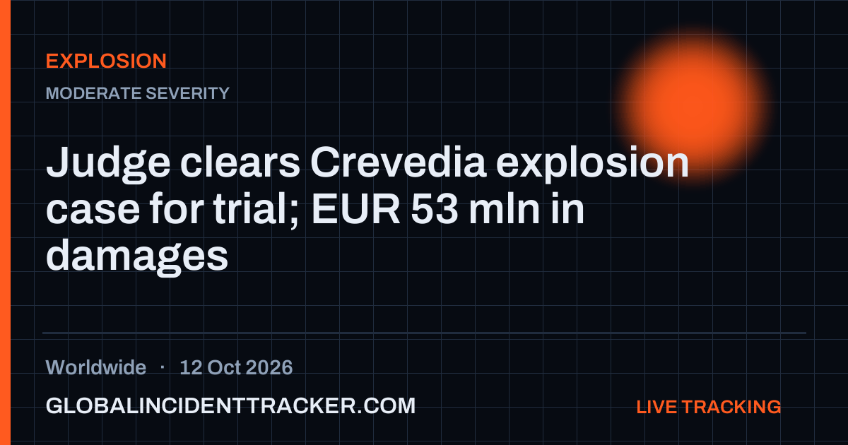 Explosion incident in worldwide on 12 October 2026 — Global Incident Tracker report card