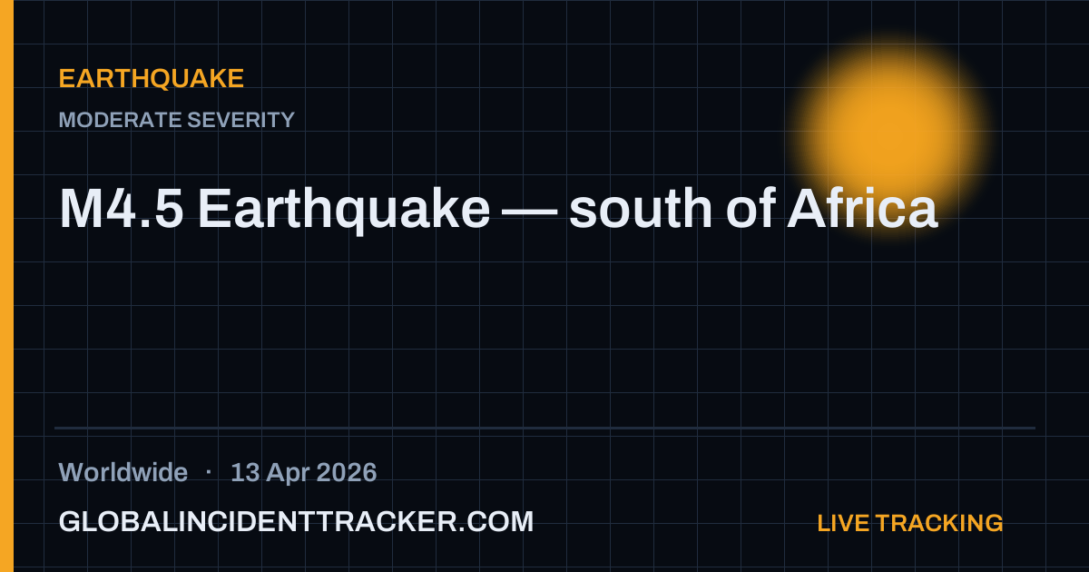 Earthquake incident in worldwide on 13 April 2026 — Global Incident Tracker report card