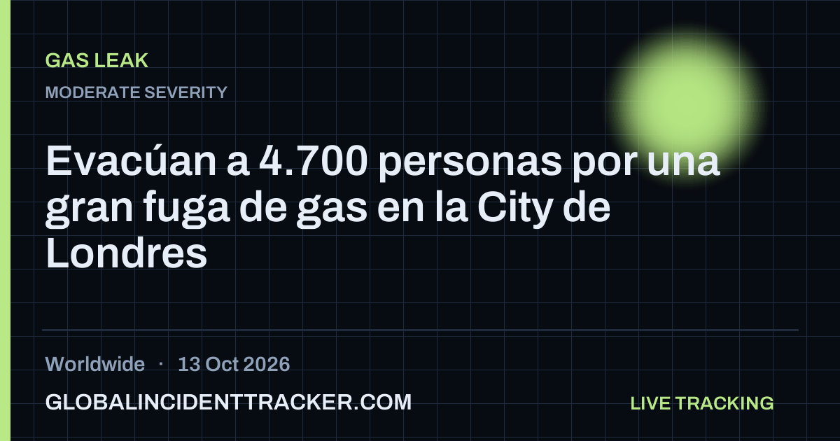 Gas Leak incident in worldwide on 13 October 2026 — Global Incident Tracker report card
