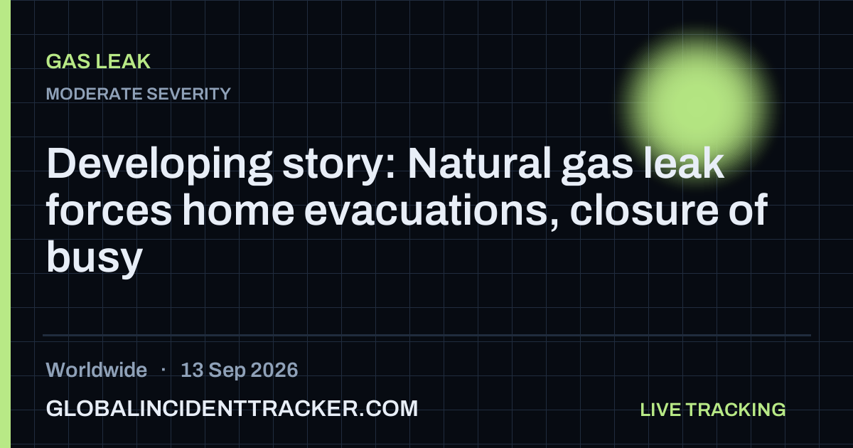 Gas Leak incident in worldwide on 13 September 2026 — Global Incident Tracker report card