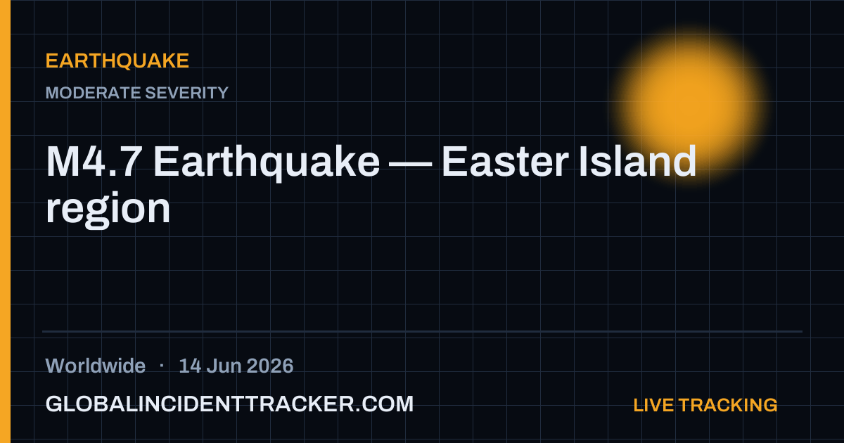 Earthquake incident in worldwide on 14 June 2026 — Global Incident Tracker report card