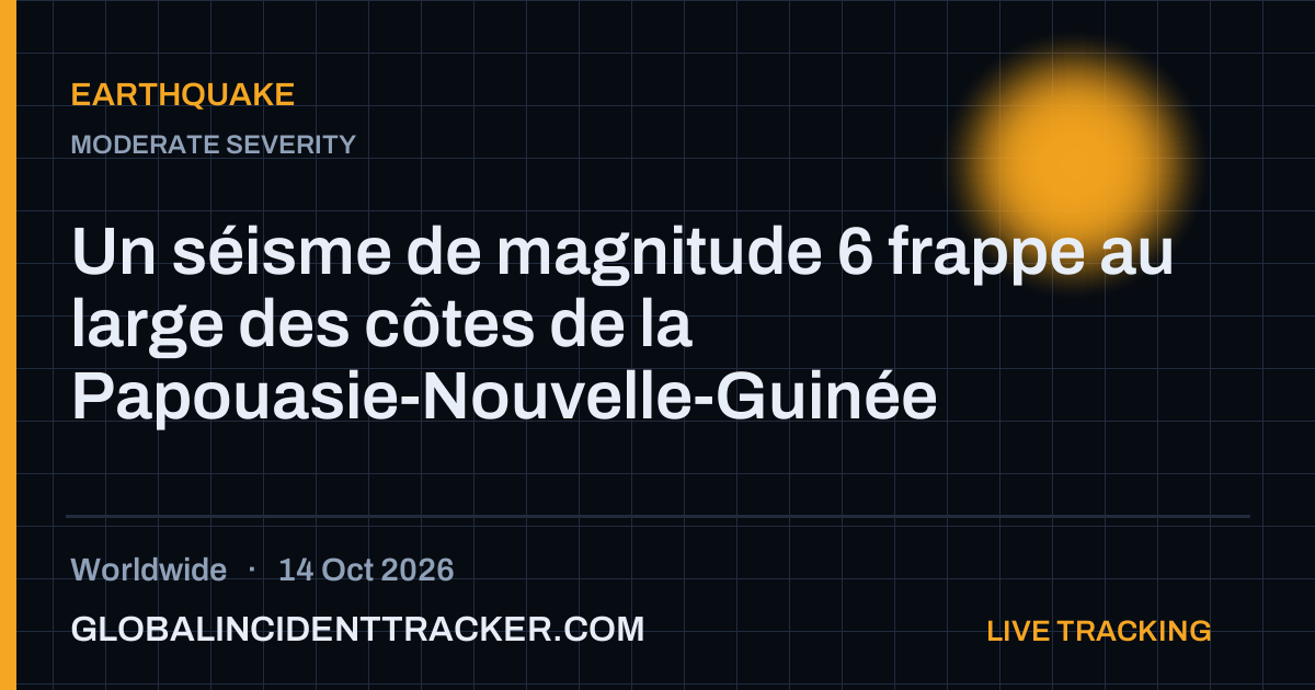 Earthquake incident in worldwide on 14 October 2026 — Global Incident Tracker report card
