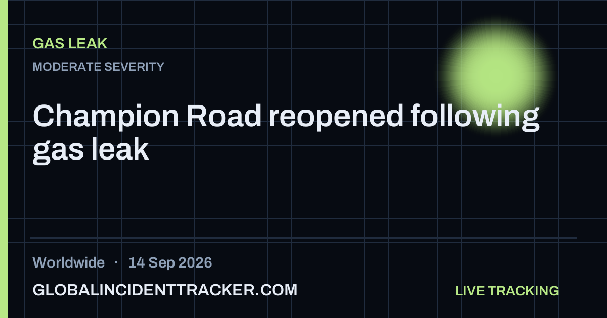 Gas Leak incident in worldwide on 14 September 2026 — Global Incident Tracker report card