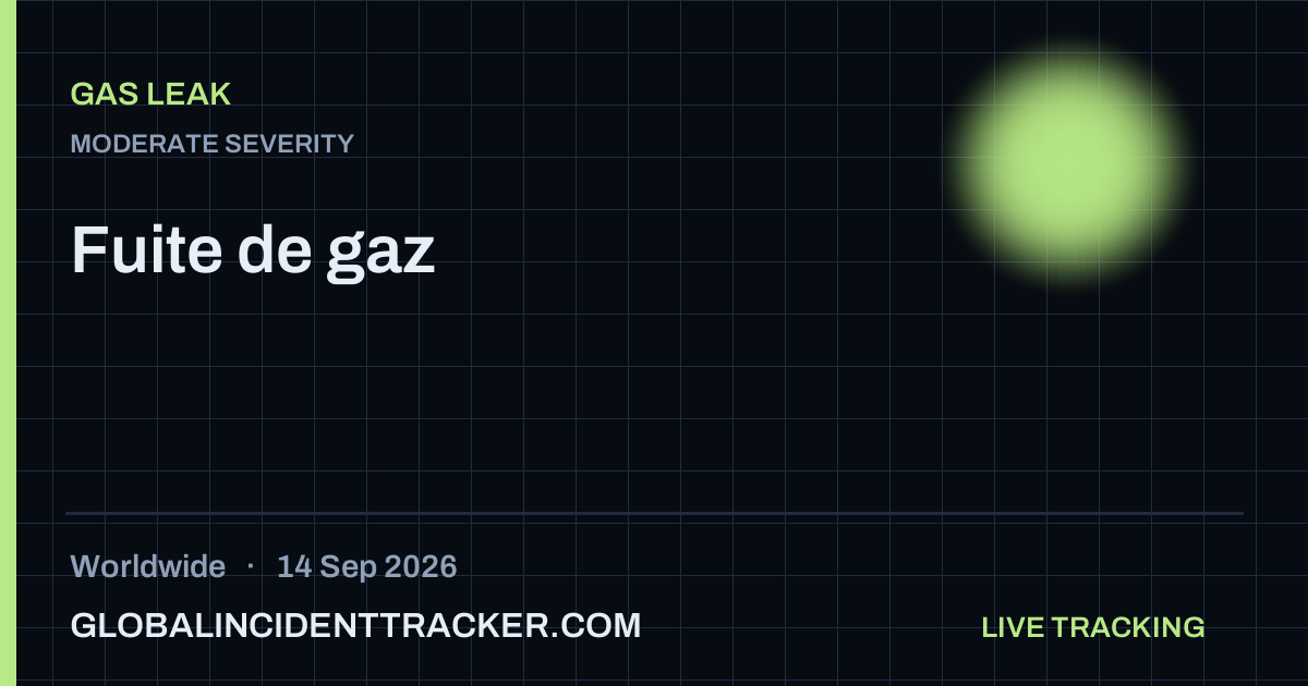 Gas Leak incident in worldwide on 14 September 2026 — Global Incident Tracker report card