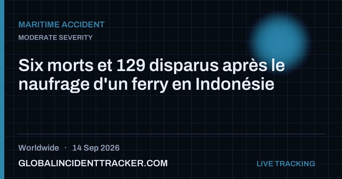 Maritime Accident incident in worldwide on 14 September 2026 — Global Incident Tracker report card