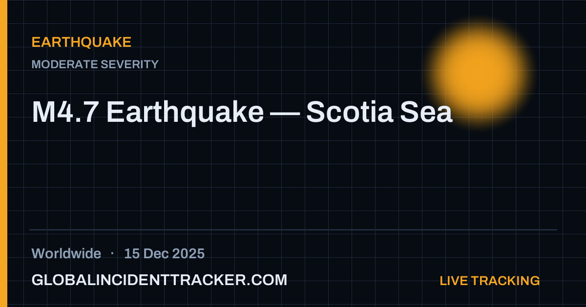 Earthquake incident in worldwide on 15 December 2025 — Global Incident Tracker report card