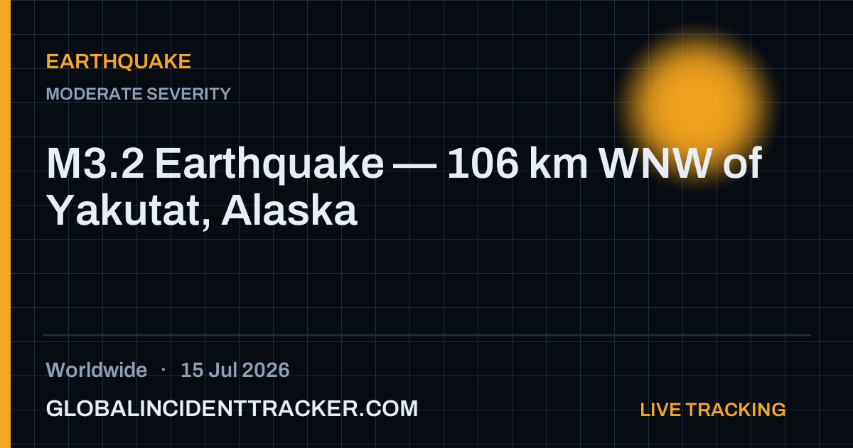 Earthquake incident in worldwide on 15 July 2026 — Global Incident Tracker report card