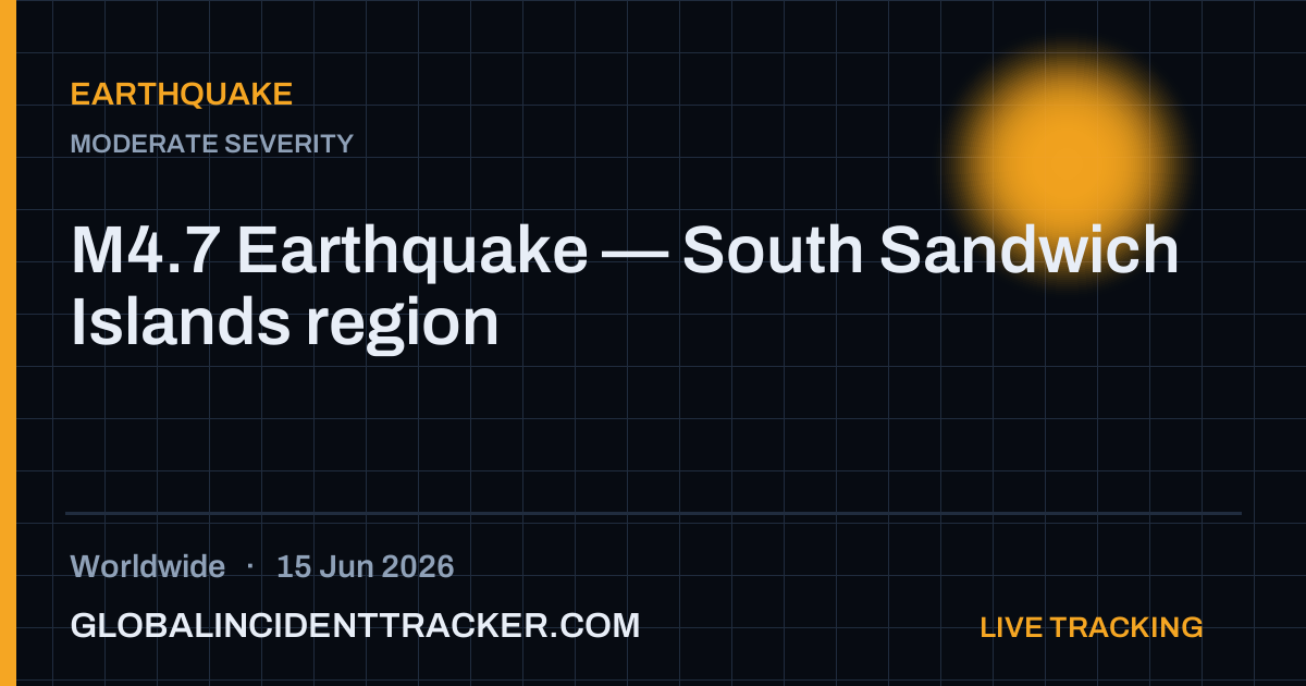 Earthquake incident in worldwide on 15 June 2026 — Global Incident Tracker report card