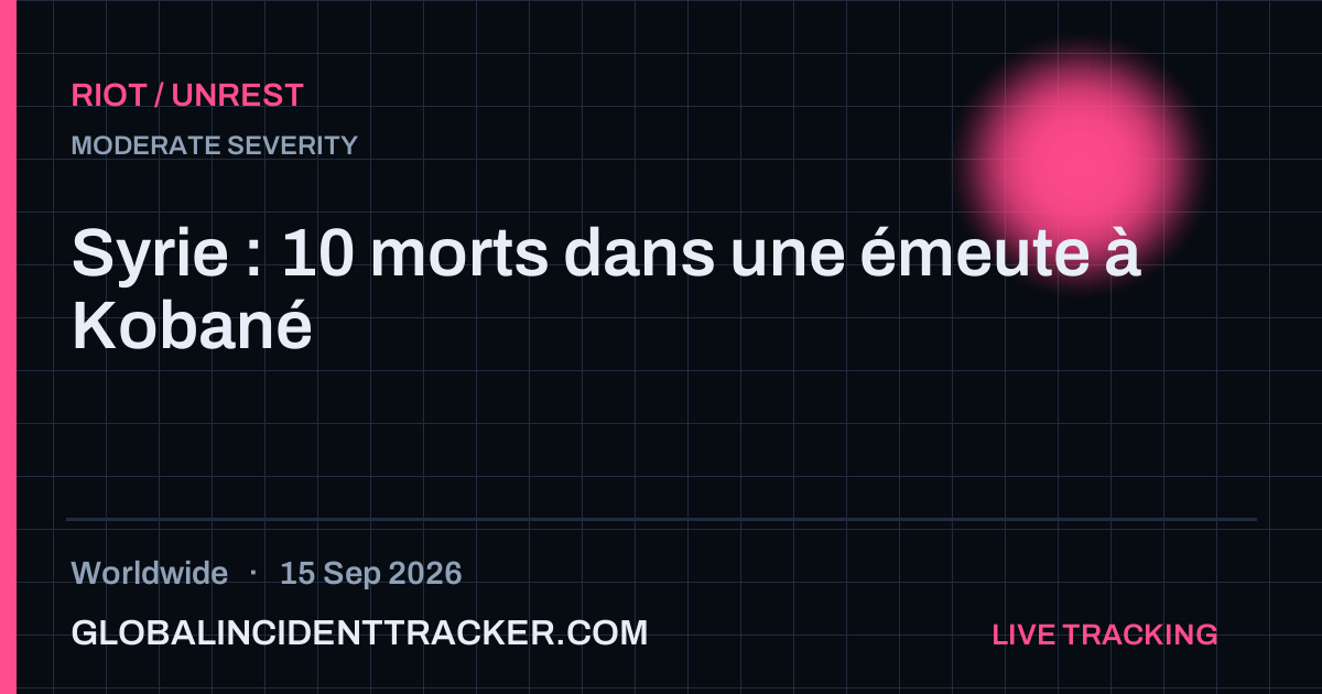 Riot / Unrest incident in worldwide on 15 September 2026 — Global Incident Tracker report card