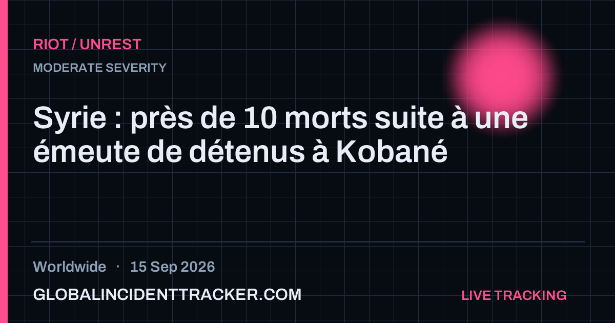 Riot / Unrest incident in worldwide on 15 September 2026 — Global Incident Tracker report card