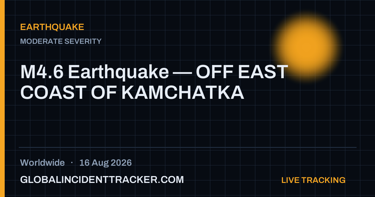 Earthquake incident in worldwide on 16 August 2026 — Global Incident Tracker report card