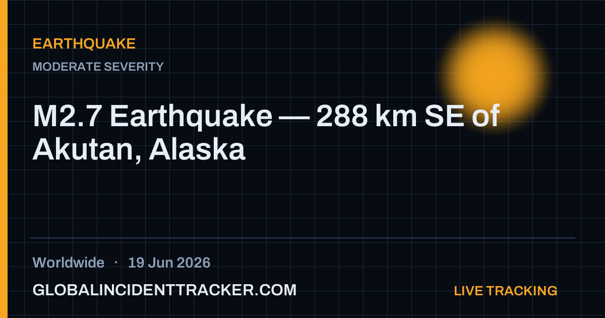 Earthquake incident in worldwide on 19 June 2026 — Global Incident Tracker report card