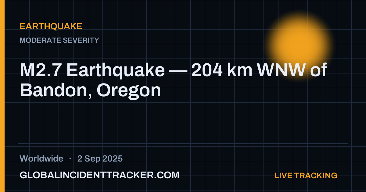 Earthquake incident in worldwide on 2 September 2025 — Global Incident Tracker report card