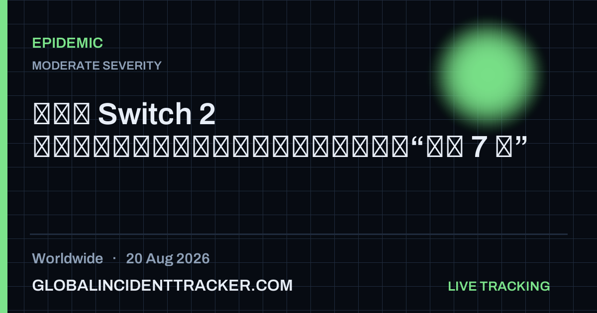 Epidemic incident in worldwide on 20 August 2026 — Global Incident Tracker report card
