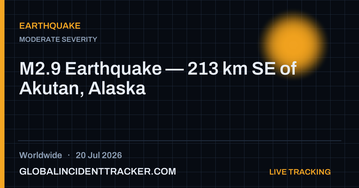 Earthquake incident in worldwide on 20 July 2026 — Global Incident Tracker report card