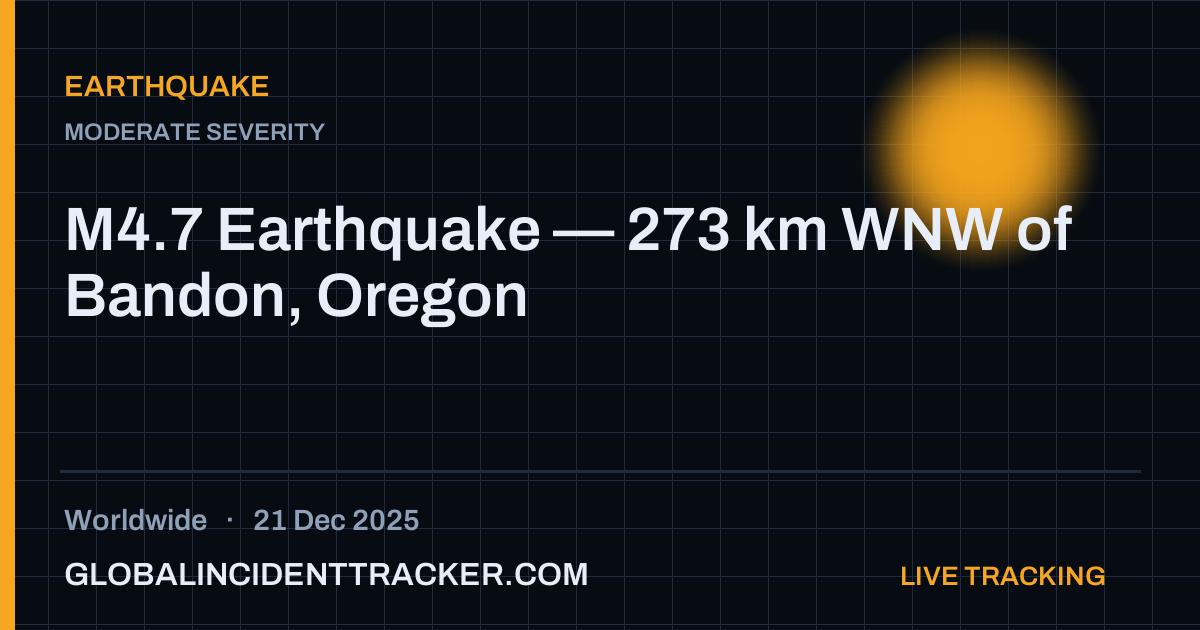Earthquake incident in worldwide on 21 December 2025 — Global Incident Tracker report card