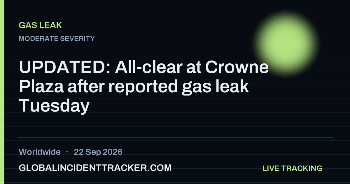 Gas Leak incident in worldwide on 22 September 2026 — Global Incident Tracker report card