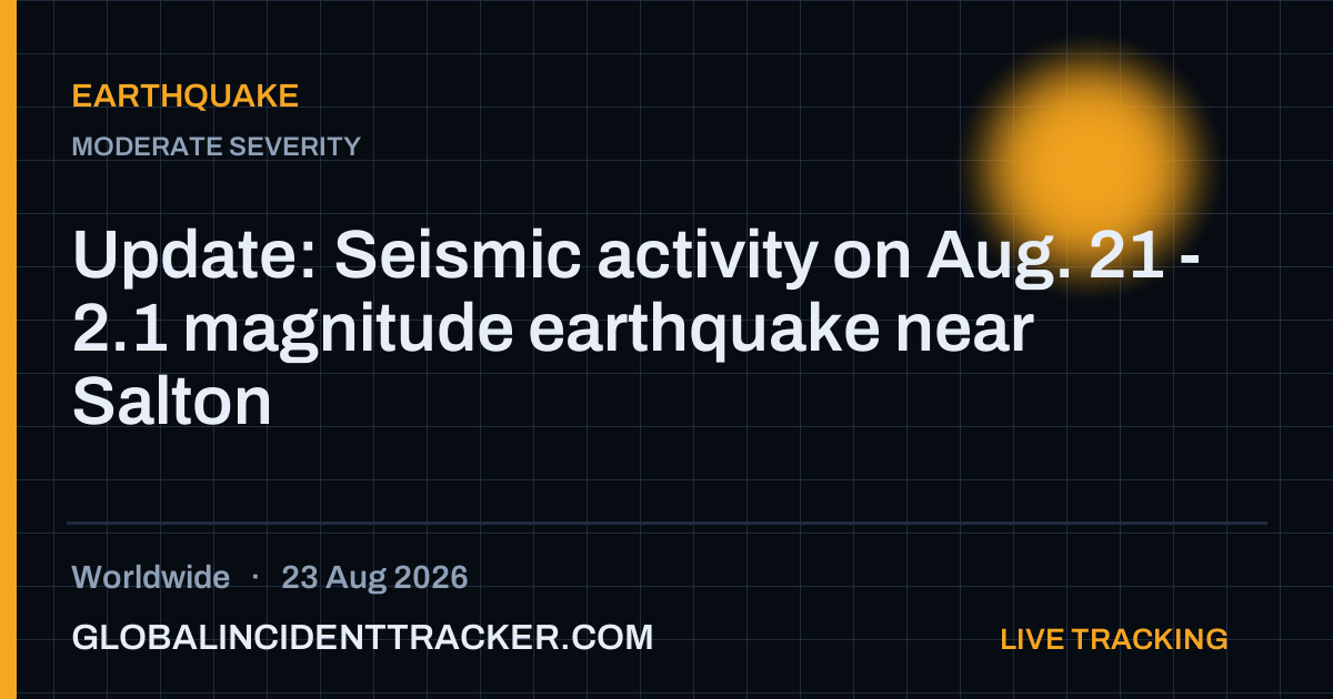 Earthquake incident in worldwide on 23 August 2026 — Global Incident Tracker report card
