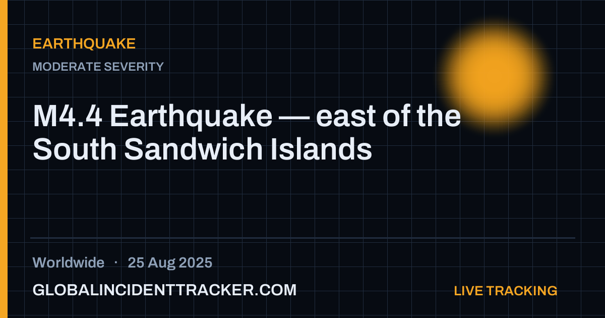 Earthquake incident in worldwide on 25 August 2025 — Global Incident Tracker report card
