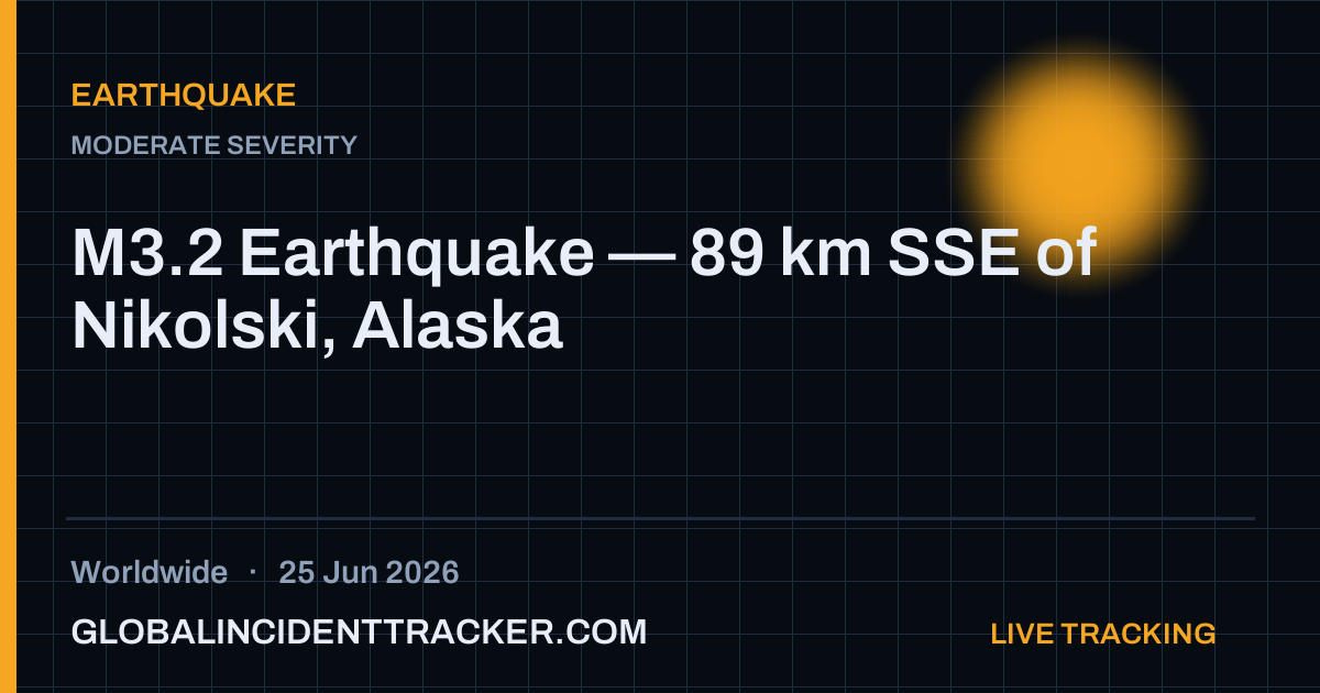 Earthquake incident in worldwide on 25 June 2026 — Global Incident Tracker report card