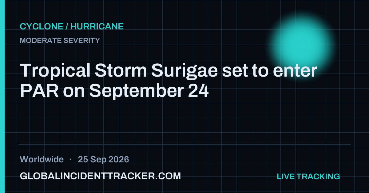 Cyclone / Hurricane incident in worldwide on 25 September 2026 — Global Incident Tracker report card
