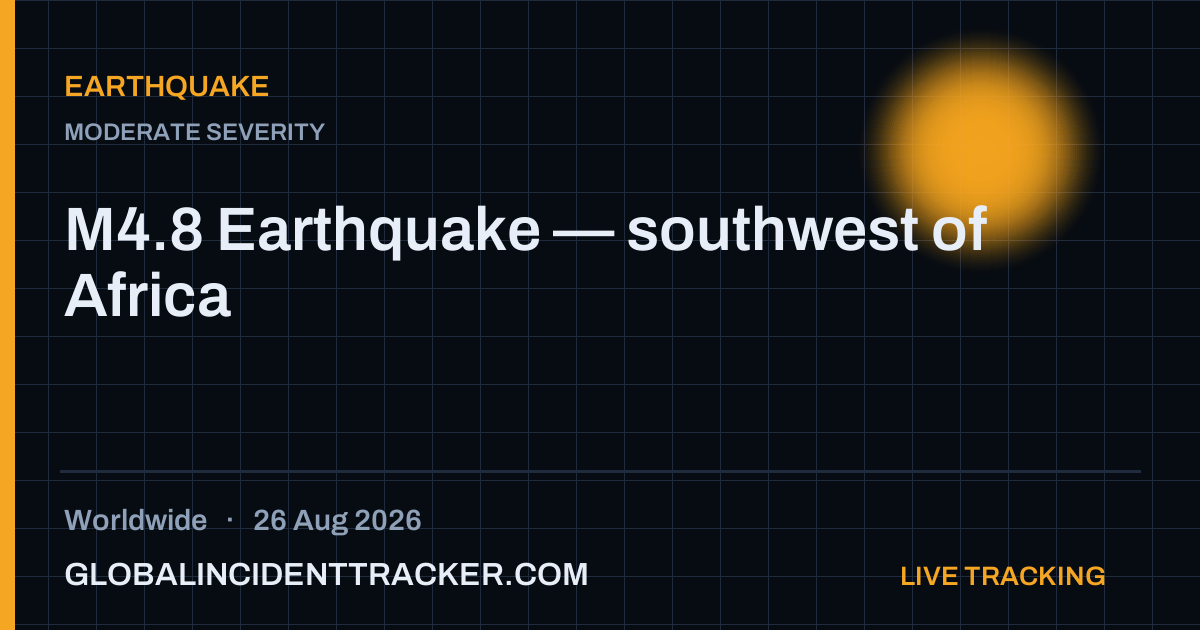 Earthquake incident in worldwide on 26 August 2026 — Global Incident Tracker report card