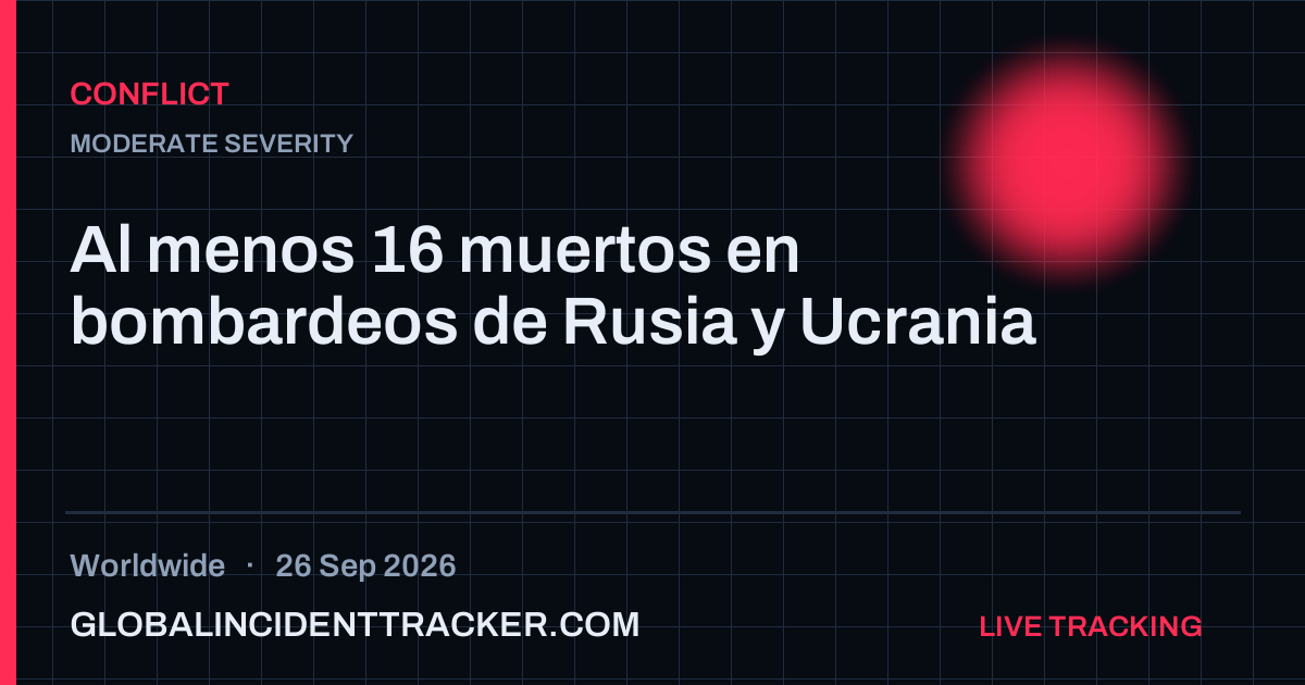 Conflict incident in worldwide on 26 September 2026 — Global Incident Tracker report card