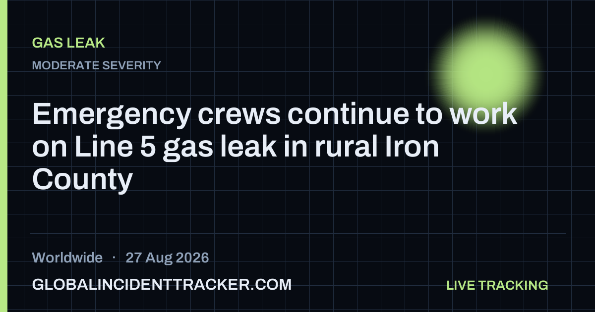 Gas Leak incident in worldwide on 27 August 2026 — Global Incident Tracker report card