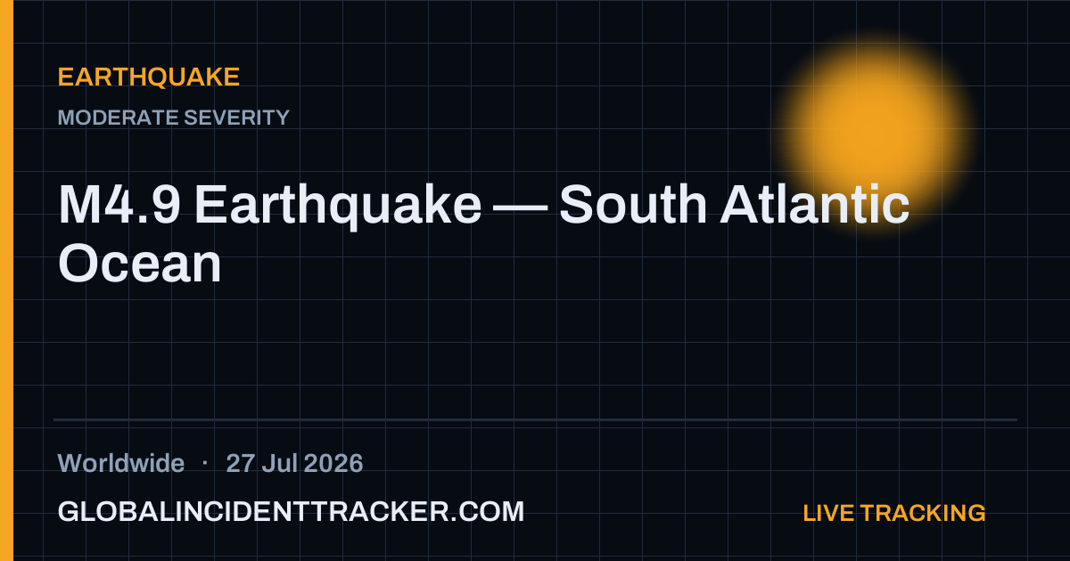 Earthquake incident in worldwide on 27 July 2026 — Global Incident Tracker report card