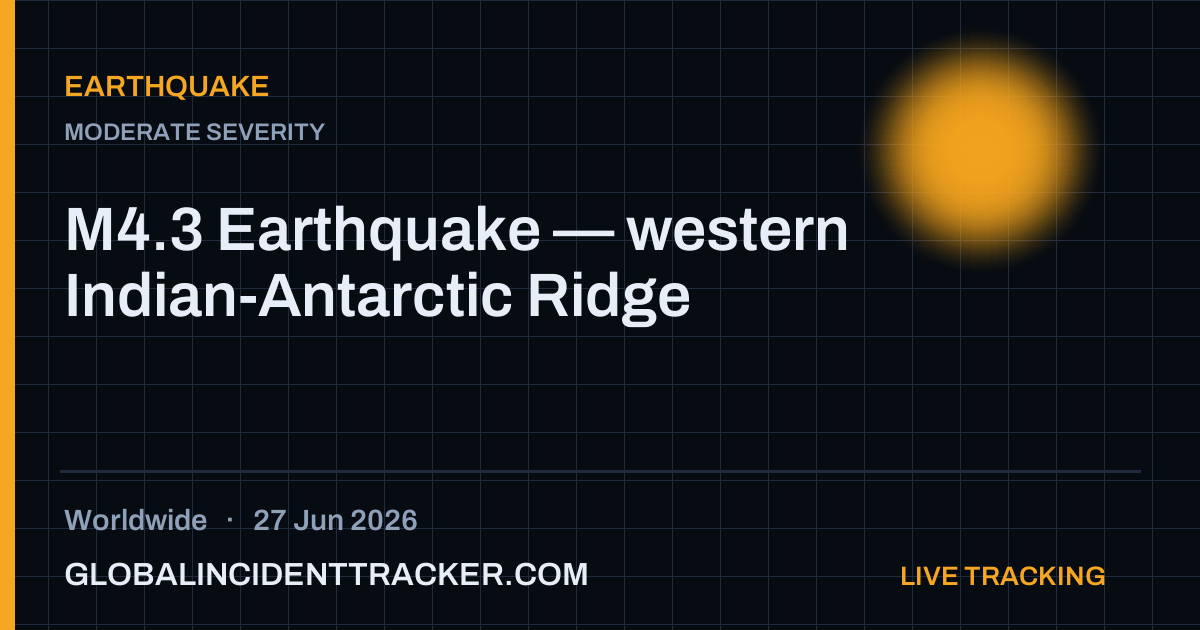 Earthquake incident in worldwide on 27 June 2026 — Global Incident Tracker report card