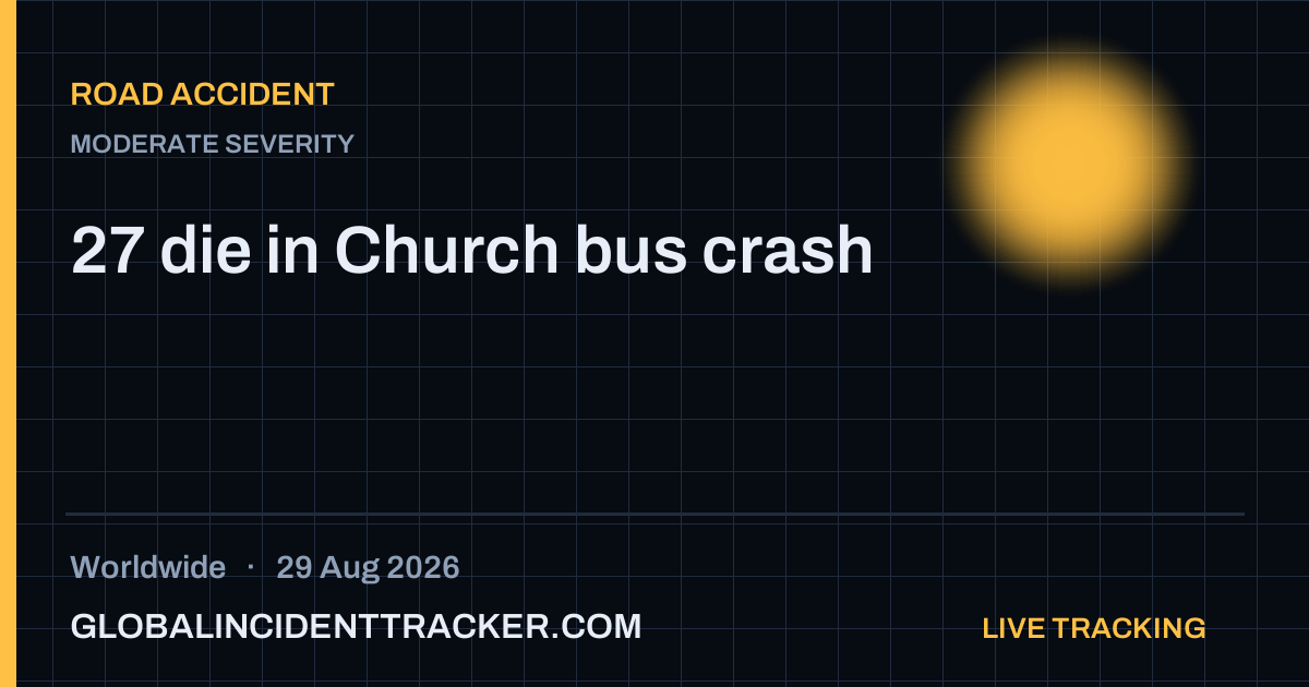Road Accident incident in worldwide on 29 August 2026 — Global Incident Tracker report card
