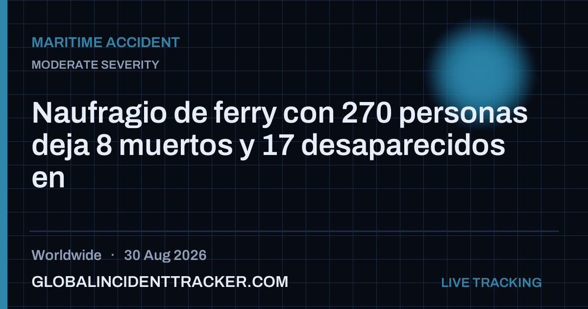 Maritime Accident incident in worldwide on 30 August 2026 — Global Incident Tracker report card