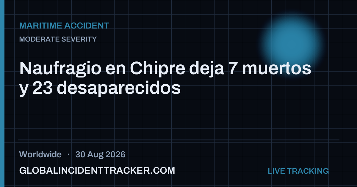Maritime Accident incident in worldwide on 30 August 2026 — Global Incident Tracker report card