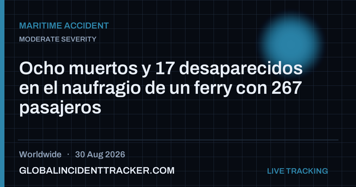 Maritime Accident incident in worldwide on 30 August 2026 — Global Incident Tracker report card