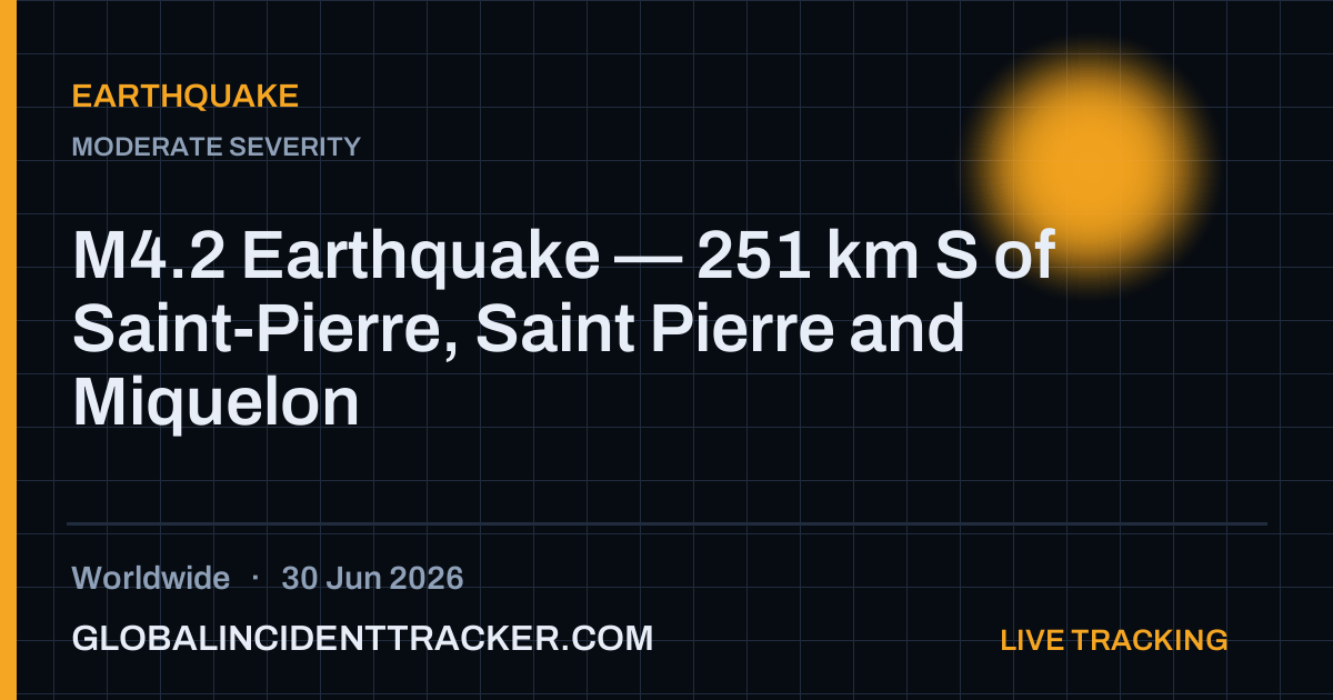 Earthquake incident in worldwide on 30 June 2026 — Global Incident Tracker report card
