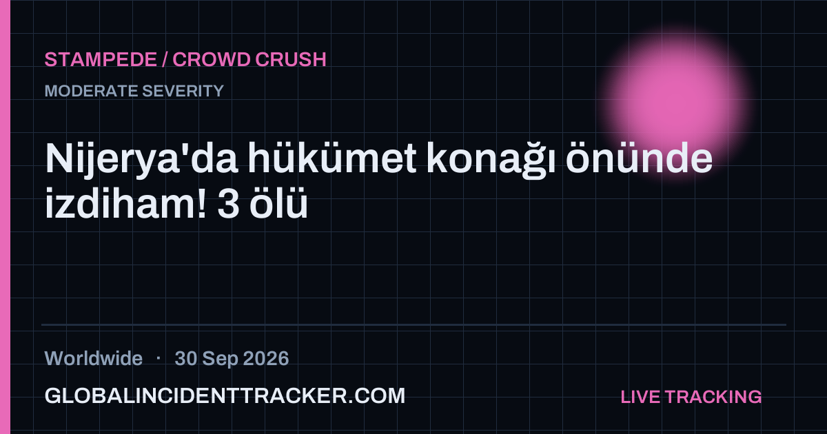 Stampede / Crowd Crush incident in worldwide on 30 September 2026 — Global Incident Tracker report card
