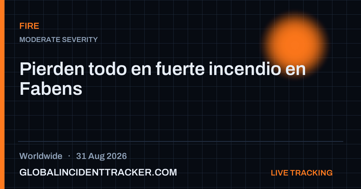 Fire incident in worldwide on 31 August 2026 — Global Incident Tracker report card