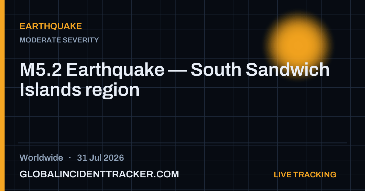 Earthquake incident in worldwide on 31 July 2026 — Global Incident Tracker report card