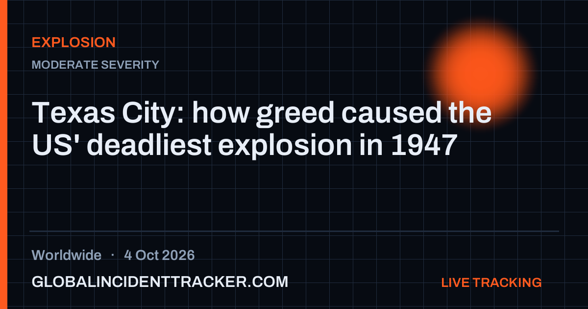 Explosion incident in worldwide on 4 October 2026 — Global Incident Tracker report card