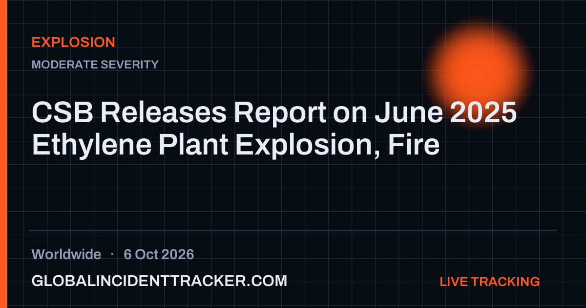 Explosion incident in worldwide on 6 October 2026 — Global Incident Tracker report card