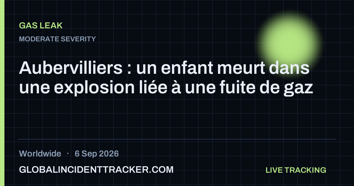 Gas Leak incident in worldwide on 6 September 2026 — Global Incident Tracker report card