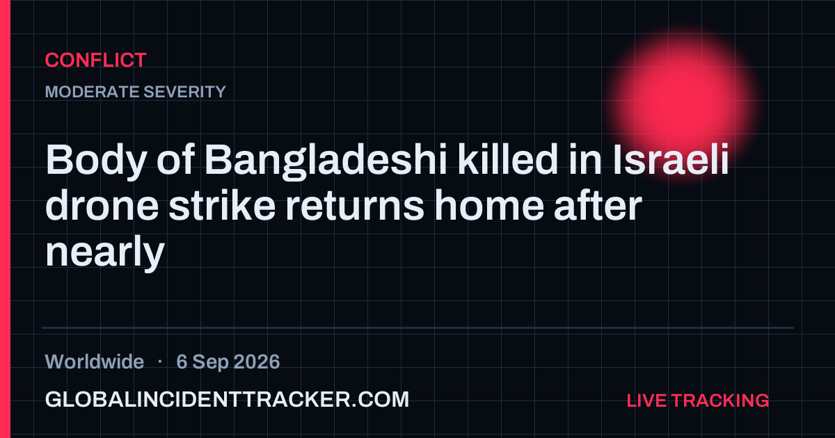 Conflict incident in worldwide on 6 September 2026 — Global Incident Tracker report card