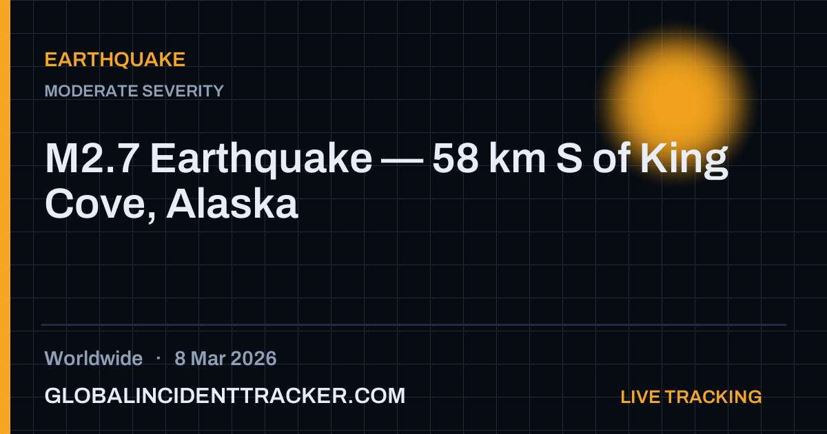 Earthquake incident in worldwide on 8 March 2026 — Global Incident Tracker report card