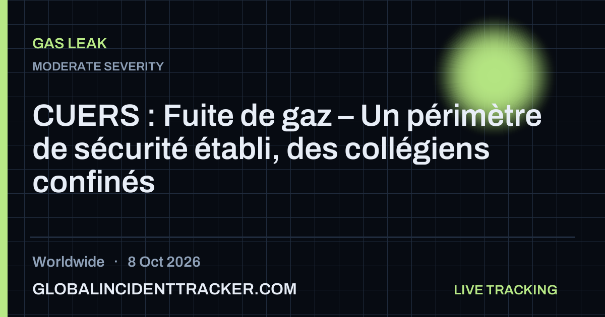 Gas Leak incident in worldwide on 8 October 2026 — Global Incident Tracker report card