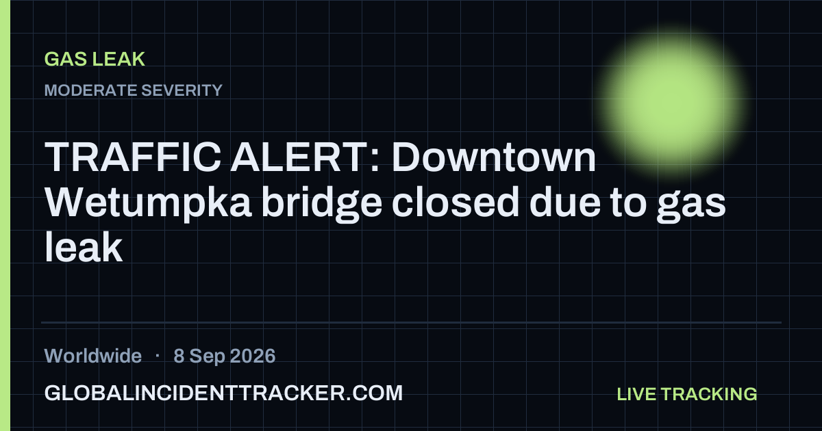 Gas Leak incident in worldwide on 8 September 2026 — Global Incident Tracker report card