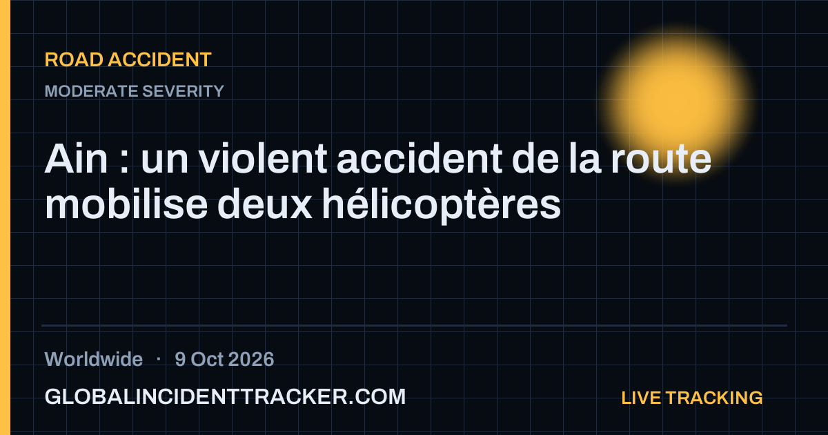 Road Accident incident in worldwide on 9 October 2026 — Global Incident Tracker report card